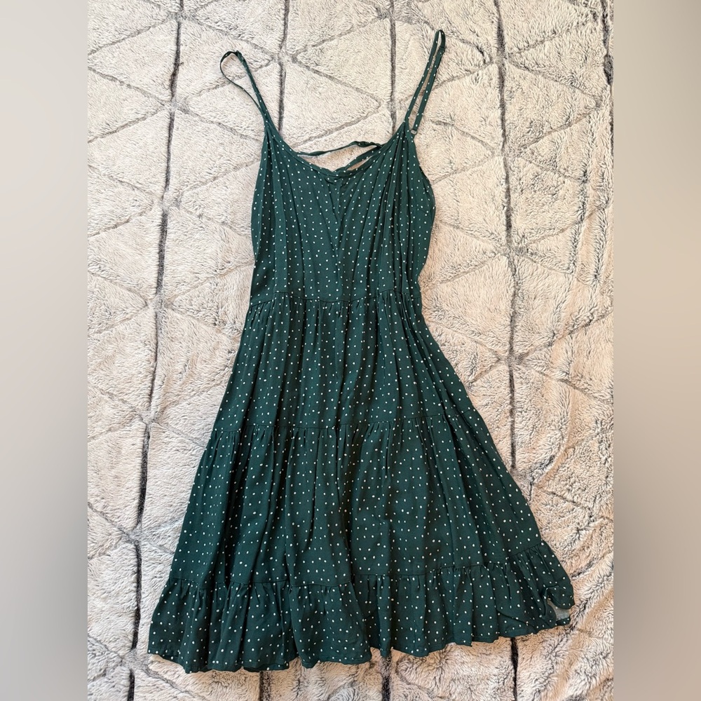 La Hearts Teal Polka Dot Midi Dress